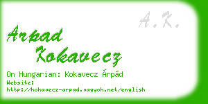 arpad kokavecz business card